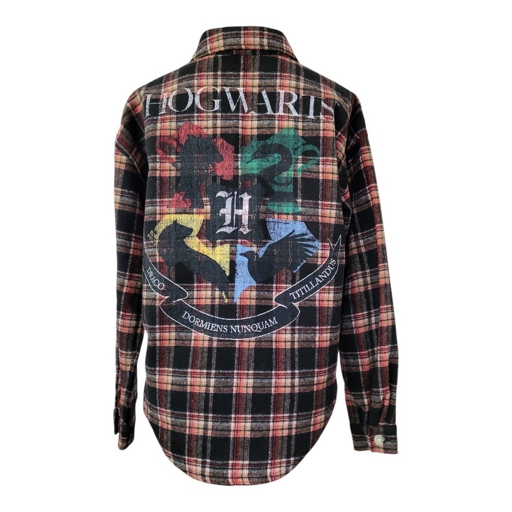 HARRY POTTER Black Flannel Shirt House Crest XS‎ New